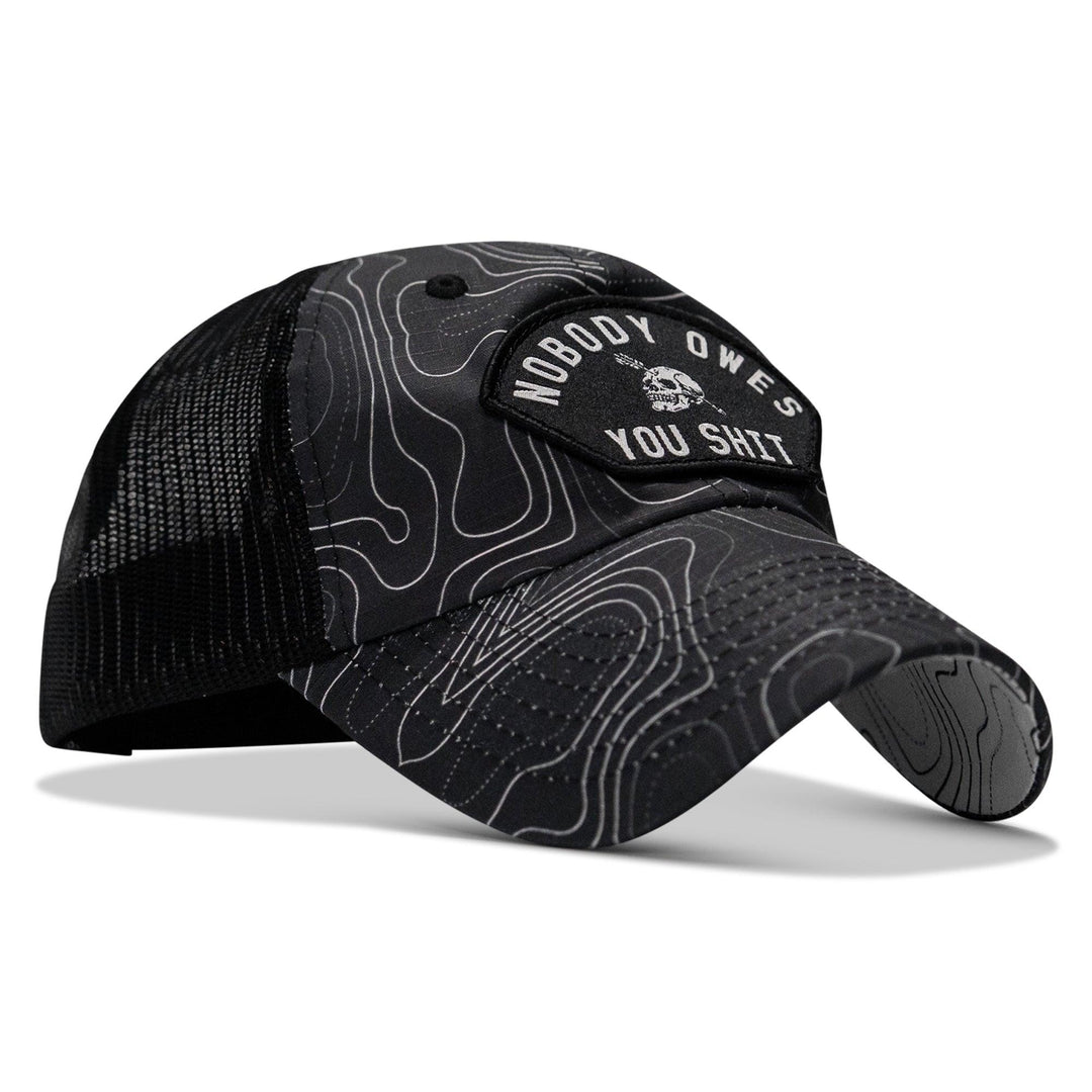 One Revolver Surfboards - Nobody Owes You Shit Arched Patch Tactical Ripstop Mesh Snapback Hat HEADWEAR