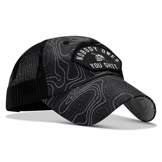 One Revolver Surfboards - Nobody Owes You Shit Arched Patch Tactical Ripstop Mesh Snapback Hat HEADWEAR