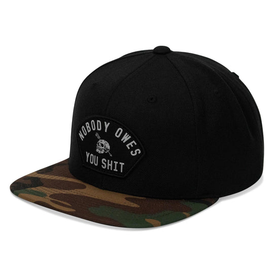 One Revolver Surfboards - Nobody Owes You Shit Arched Patch Flatbill SnapBack Hat HEADWEAR