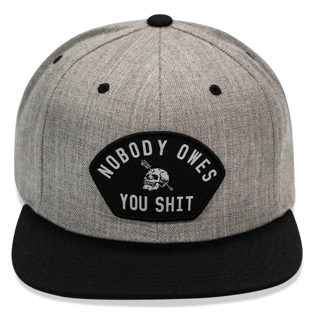 One Revolver Surfboards - Nobody Owes You Shit Arched Patch Flatbill SnapBack Hat HEADWEAR