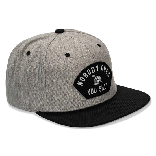 One Revolver Surfboards - Nobody Owes You Shit Arched Patch Flatbill SnapBack Hat HEADWEAR