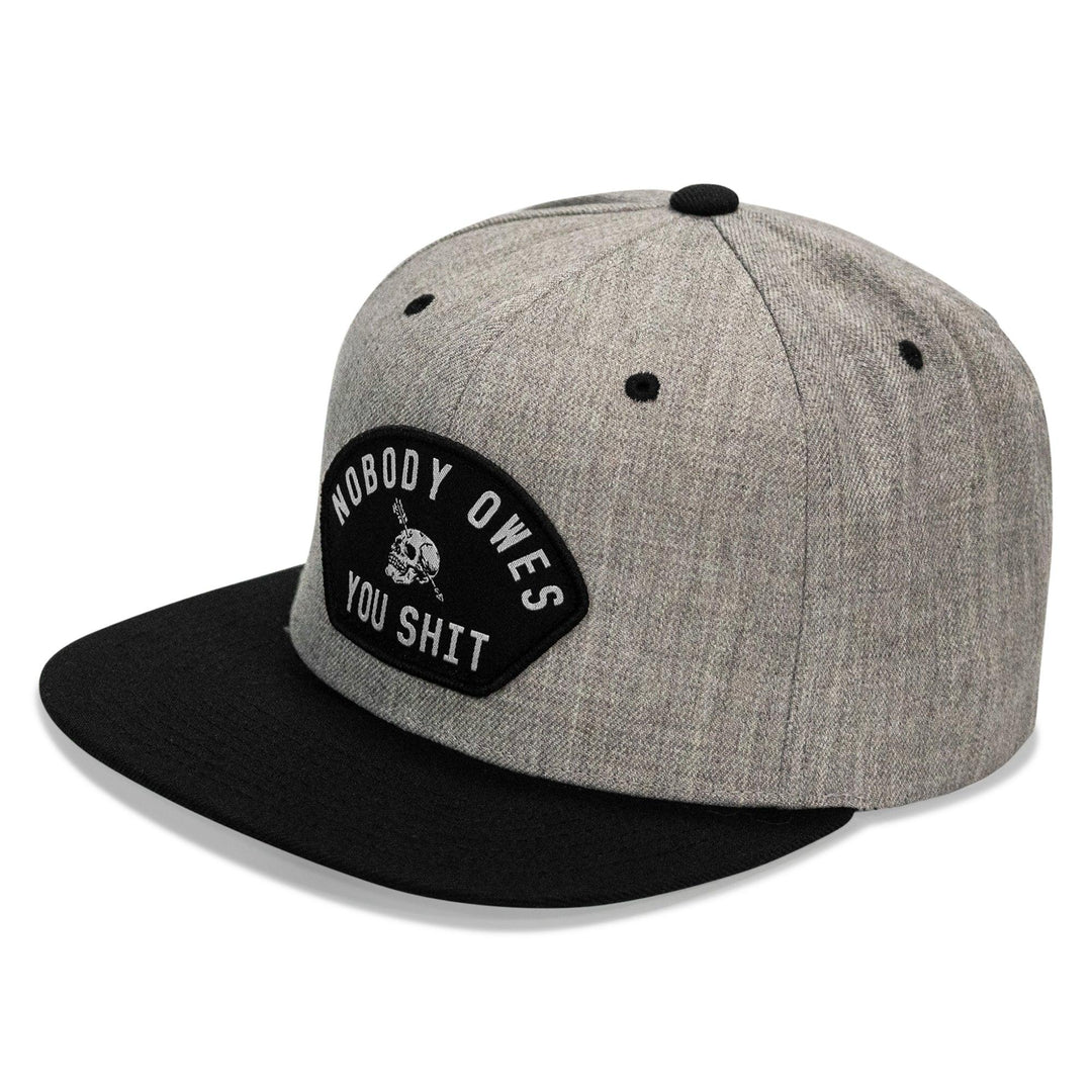 One Revolver Surfboards - Nobody Owes You Shit Arched Patch Flatbill SnapBack Hat HEADWEAR