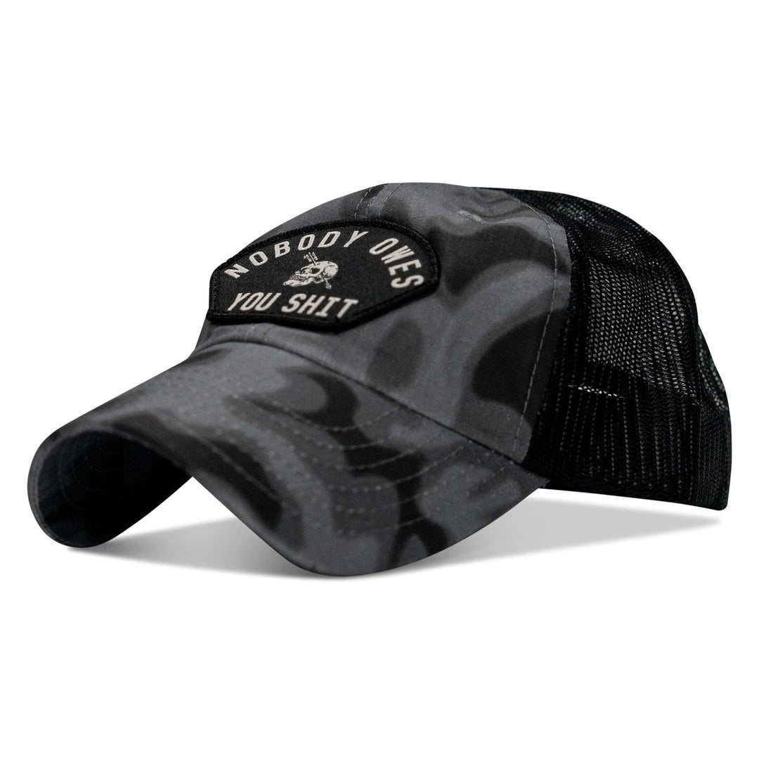 One Revolver Surfboards - Nobody Owes You Shit Arched Patch Tactical Ripstop Mesh Snapback Hat HEADWEAR