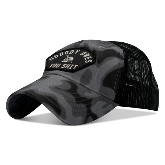 One Revolver Surfboards - Nobody Owes You Shit Arched Patch Tactical Ripstop Mesh Snapback Hat HEADWEAR