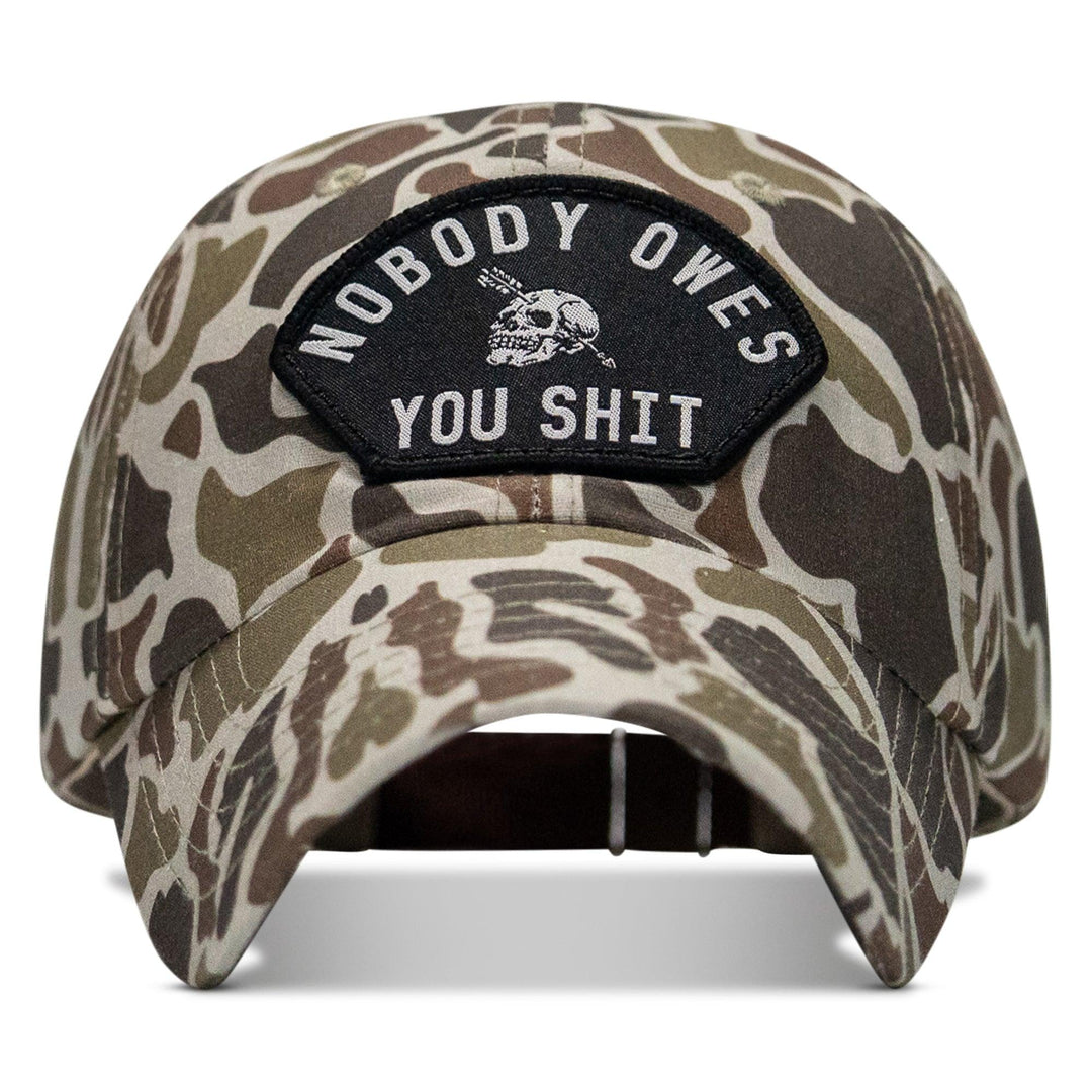 One Revolver Surfboards - Nobody Owes You Shit Arched Patch Tactical Ripstop Mesh Snapback Hat HEADWEAR