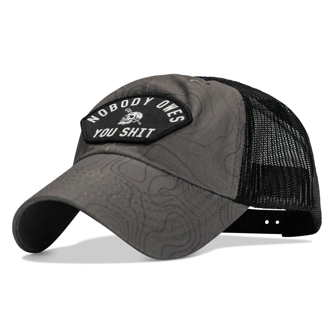One Revolver Surfboards - Nobody Owes You Shit Arched Patch Tactical Ripstop Mesh Snapback Hat HEADWEAR