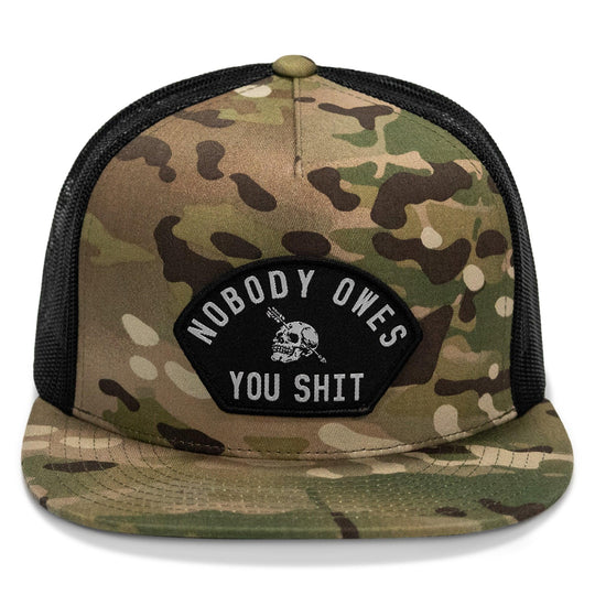 One Revolver Surfboards - Nobody Owes You Shit Arched Patch Flatbill SnapBack Hat HEADWEAR