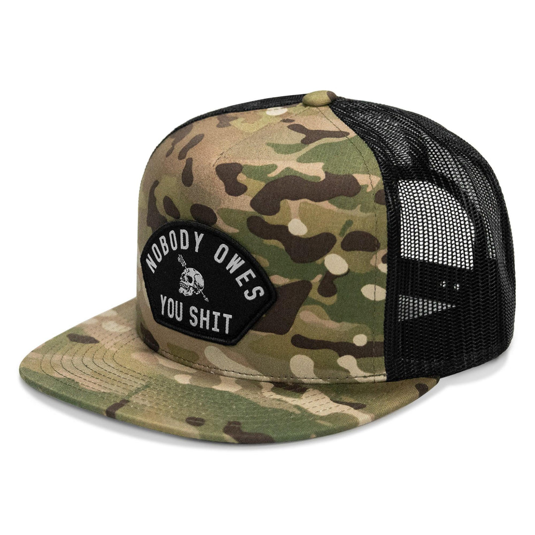 One Revolver Surfboards - Nobody Owes You Shit Arched Patch Flatbill SnapBack Hat HEADWEAR