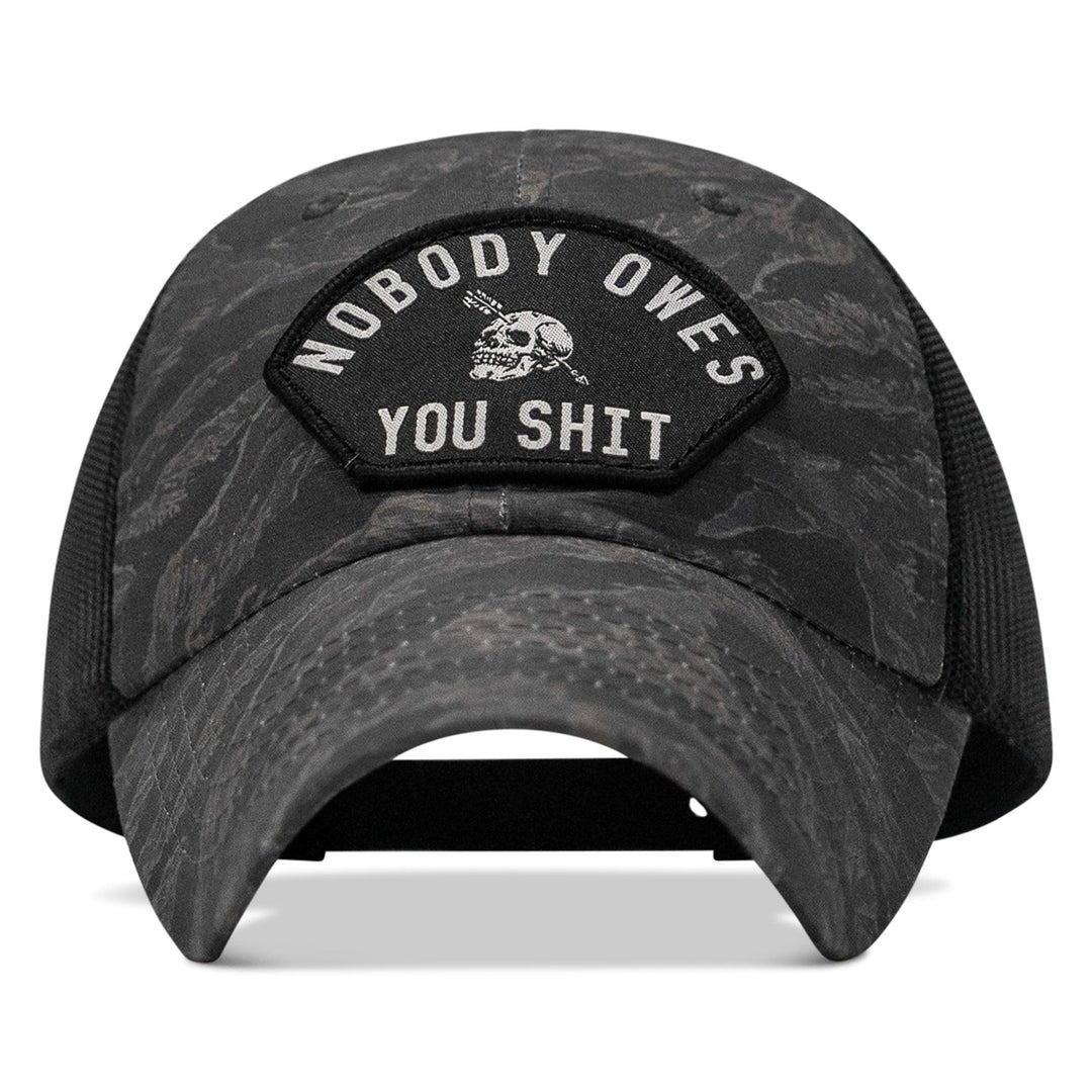 One Revolver Surfboards - Nobody Owes You Shit Arched Patch Tactical Ripstop Mesh Snapback Hat HEADWEAR