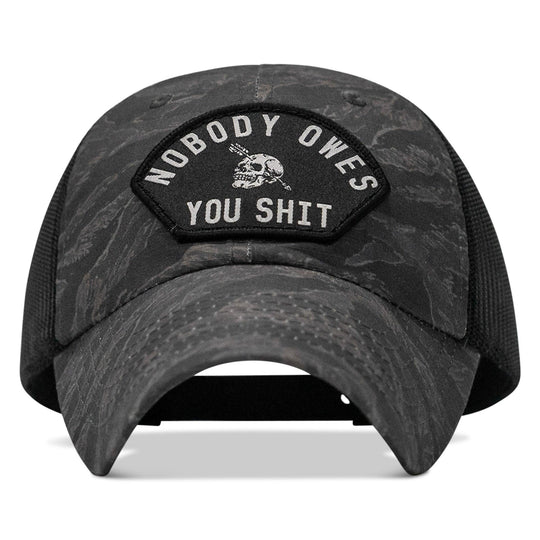 One Revolver Surfboards - Nobody Owes You Shit Arched Patch Tactical Ripstop Mesh Snapback Hat HEADWEAR