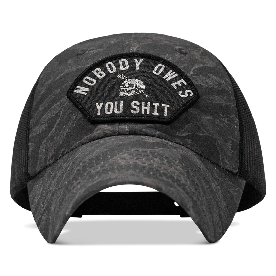 Nobody Owes You Shit Arched Patch Tactical Ripstop Mesh Snapback Hat