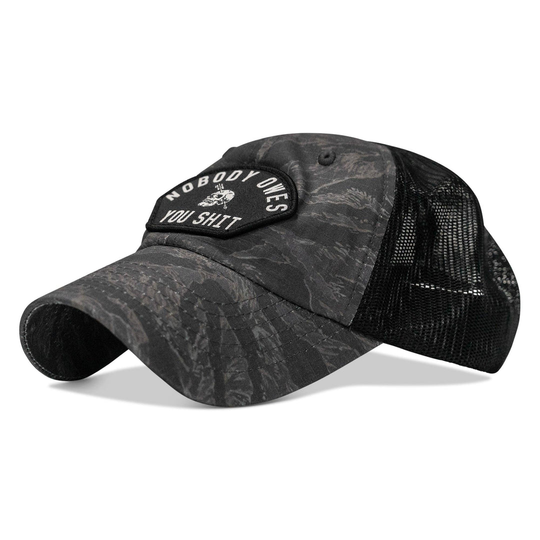 One Revolver Surfboards - Nobody Owes You Shit Arched Patch Tactical Ripstop Mesh Snapback Hat HEADWEAR