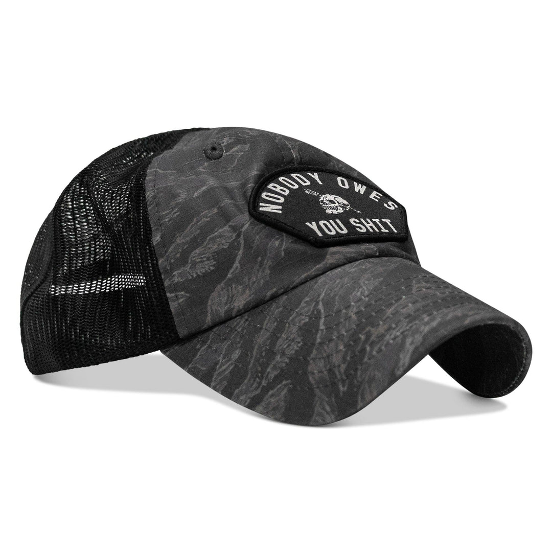 One Revolver Surfboards - Nobody Owes You Shit Arched Patch Tactical Ripstop Mesh Snapback Hat HEADWEAR