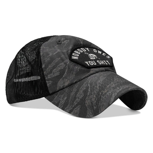 One Revolver Surfboards - Nobody Owes You Shit Arched Patch Tactical Ripstop Mesh Snapback Hat HEADWEAR