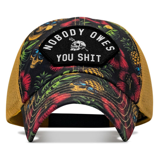 One Revolver Surfboards - Nobody Owes You Shit Arched Patch Tactical Ripstop Mesh Snapback Hat HEADWEAR