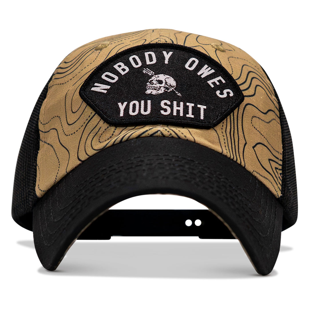 Nobody Owes You Shit Arched Patch Tactical Ripstop Mesh Snapback Hat