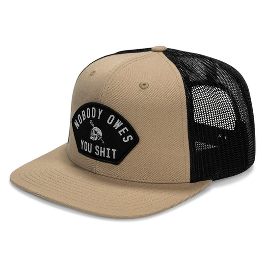 One Revolver Surfboards - Nobody Owes You Shit Arched Patch Flatbill SnapBack Hat HEADWEAR