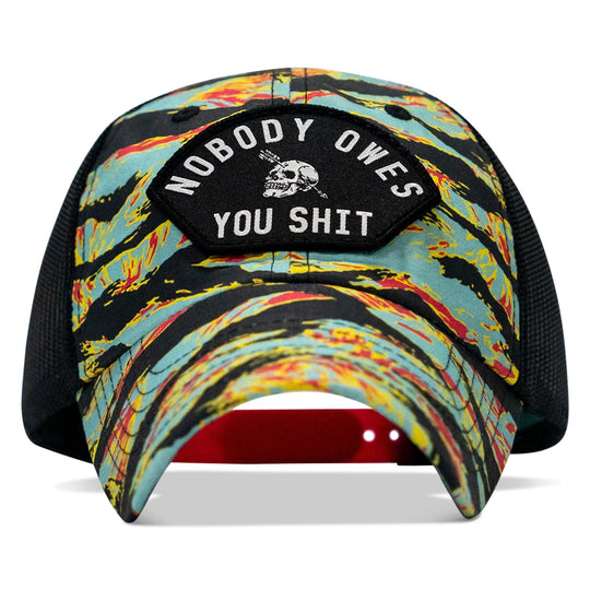 One Revolver Surfboards - Nobody Owes You Shit Arched Patch Tactical Ripstop Mesh Snapback Hat HEADWEAR