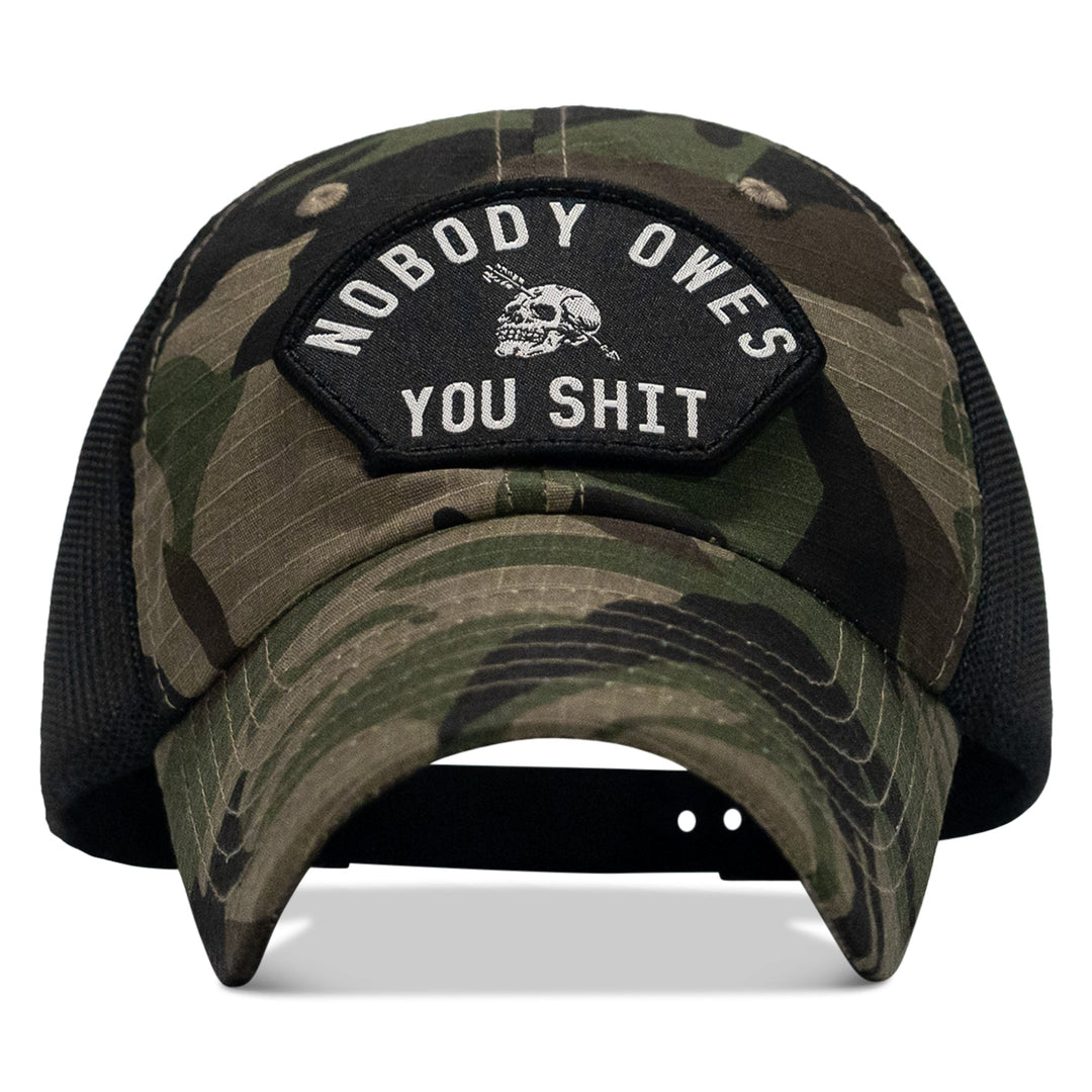 Nobody Owes You Shit Arched Patch Tactical Ripstop Mesh Snapback Hat