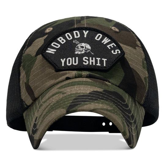 Nobody Owes You Shit Arched Patch Tactical Ripstop Mesh Snapback Hat