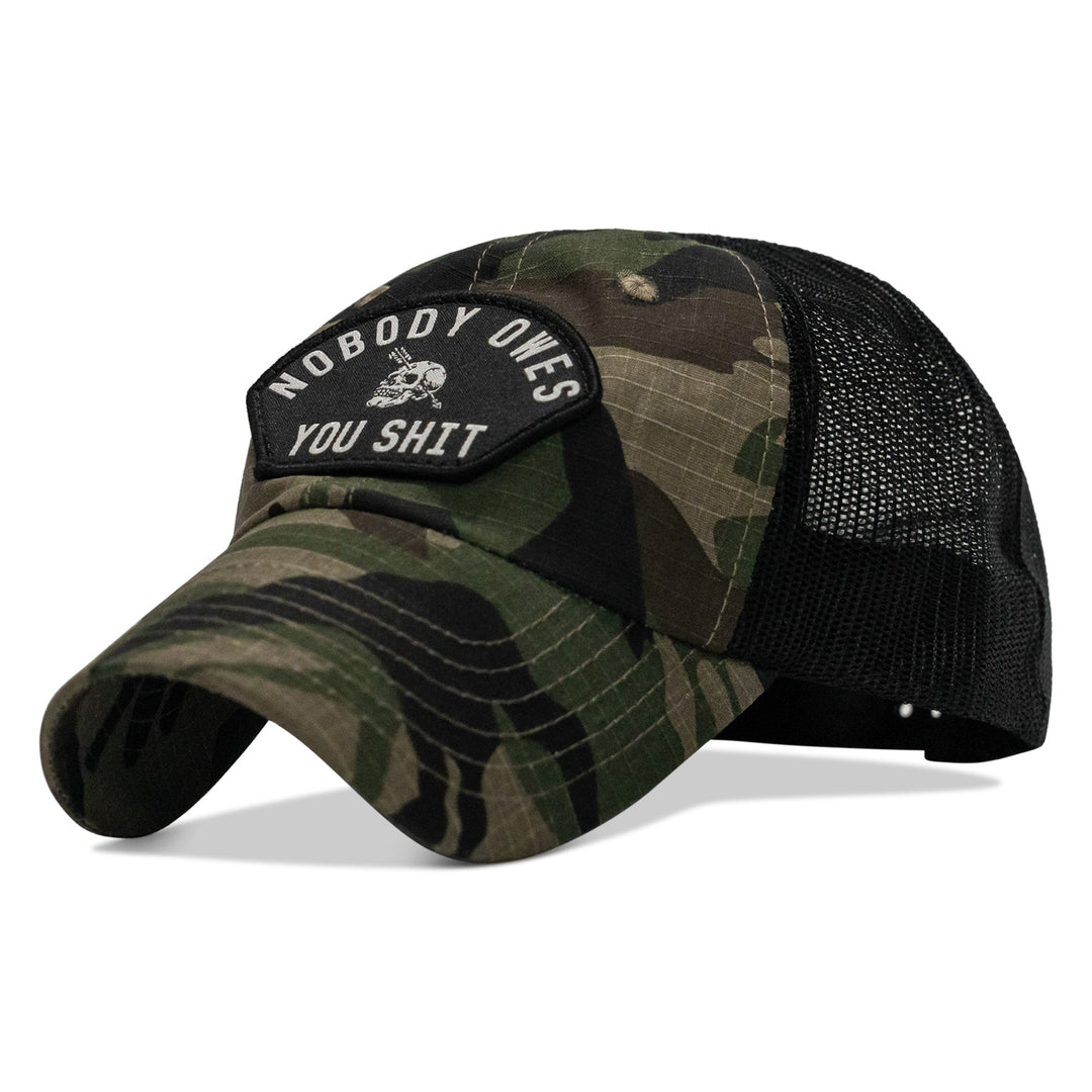 Nobody Owes You Shit Arched Patch Tactical Ripstop Mesh Snapback Hat