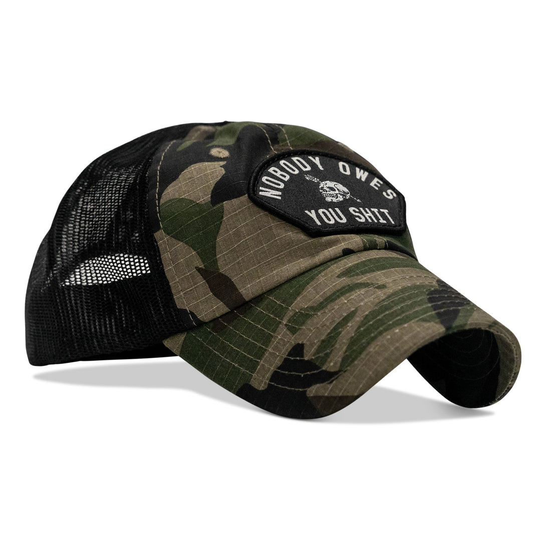 Nobody Owes You Shit Arched Patch Tactical Ripstop Mesh Snapback Hat