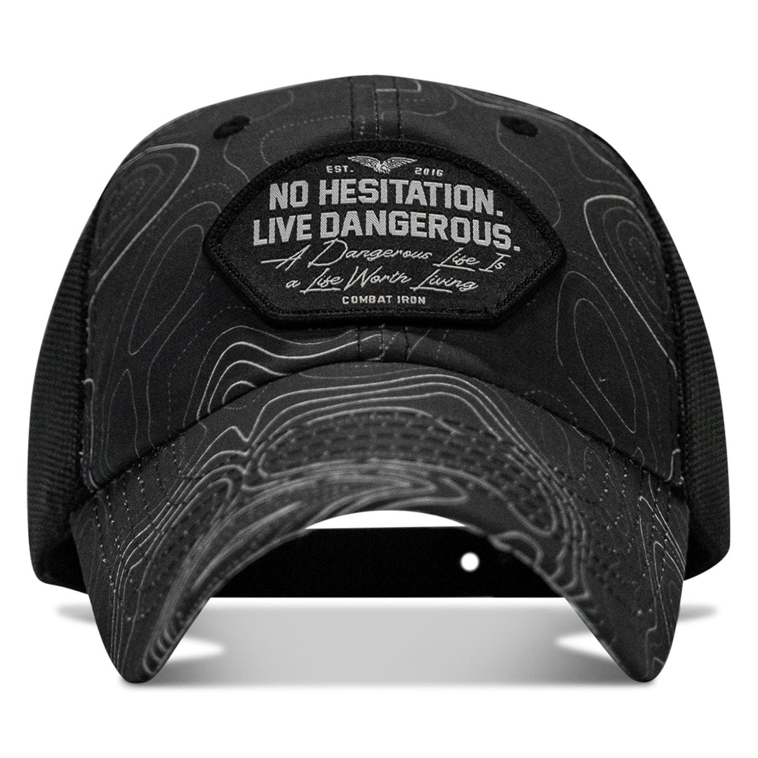 One Revolver Surfboards - No Hesitation. Live Dangerous Patch Tactical Ripstop Mesh Snapback Hat HEADWEAR