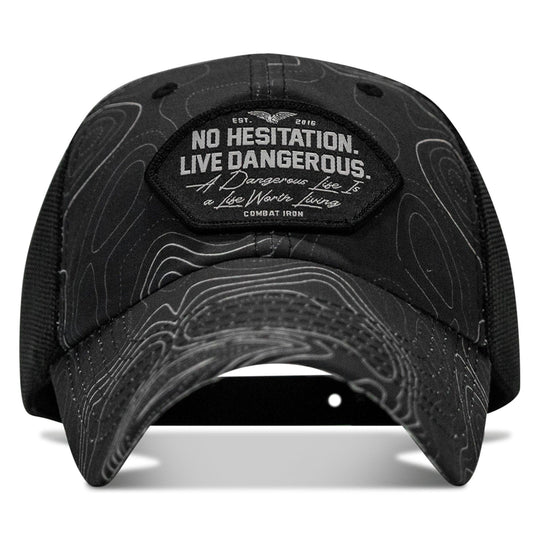 One Revolver Surfboards - No Hesitation. Live Dangerous Patch Tactical Ripstop Mesh Snapback Hat HEADWEAR