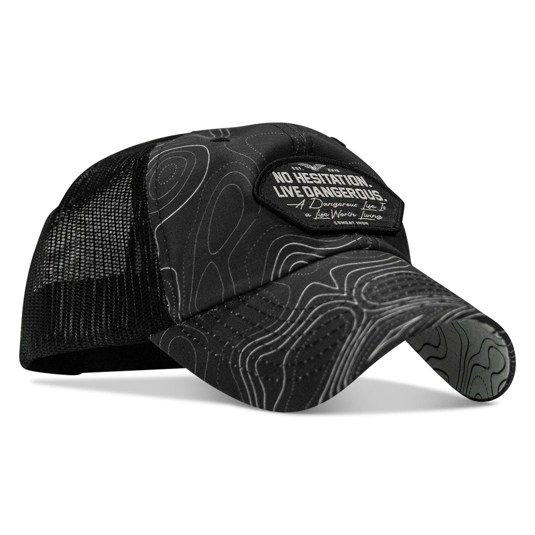 One Revolver Surfboards - No Hesitation. Live Dangerous Patch Tactical Ripstop Mesh Snapback Hat HEADWEAR