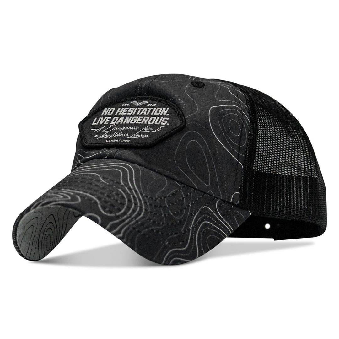 One Revolver Surfboards - No Hesitation. Live Dangerous Patch Tactical Ripstop Mesh Snapback Hat HEADWEAR