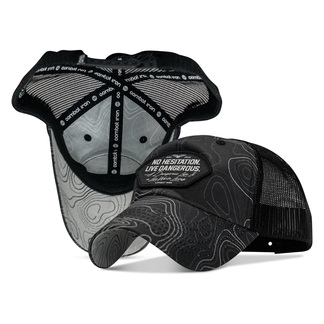 One Revolver Surfboards - No Hesitation. Live Dangerous Patch Tactical Ripstop Mesh Snapback Hat HEADWEAR