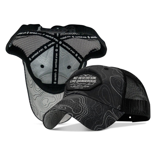One Revolver Surfboards - No Hesitation. Live Dangerous Patch Tactical Ripstop Mesh Snapback Hat HEADWEAR