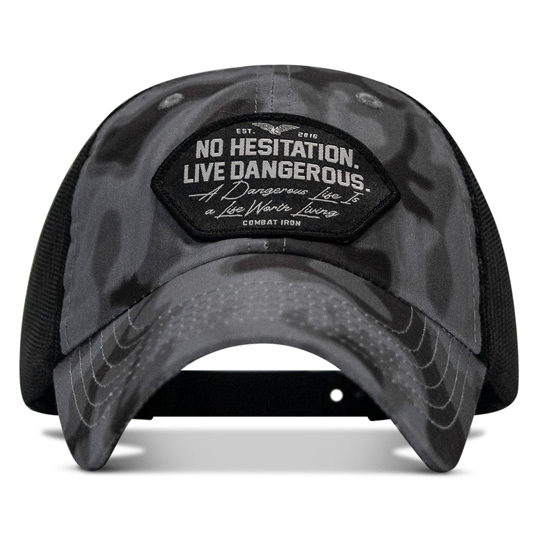 One Revolver Surfboards - No Hesitation. Live Dangerous Patch Tactical Ripstop Mesh Snapback Hat HEADWEAR