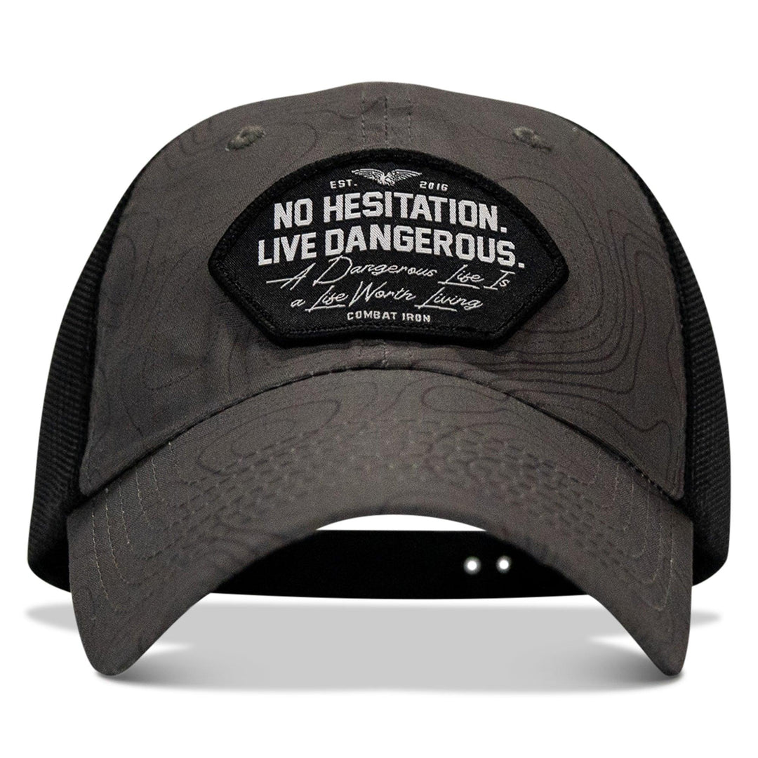 One Revolver Surfboards - No Hesitation. Live Dangerous Patch Tactical Ripstop Mesh Snapback Hat HEADWEAR