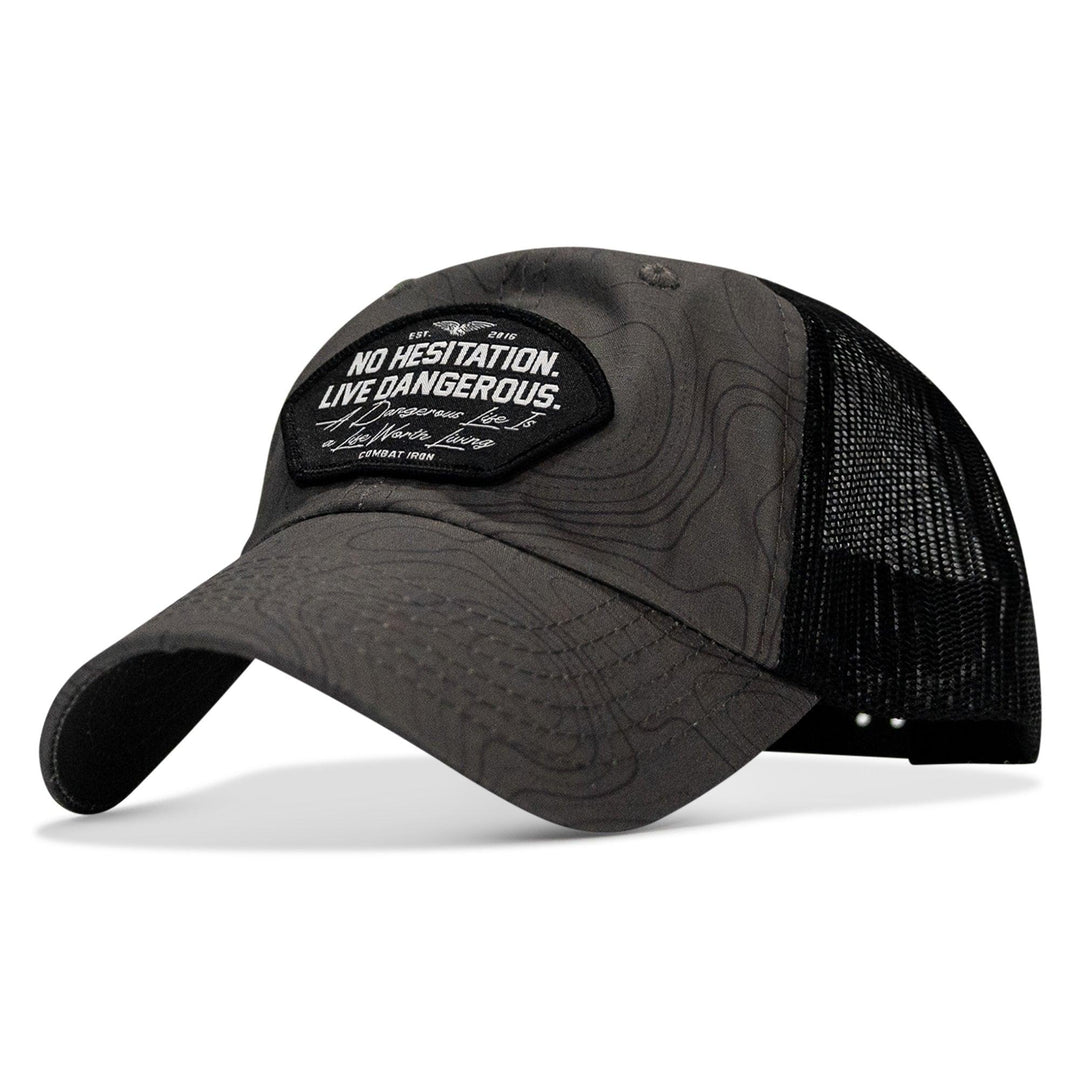 One Revolver Surfboards - No Hesitation. Live Dangerous Patch Tactical Ripstop Mesh Snapback Hat HEADWEAR