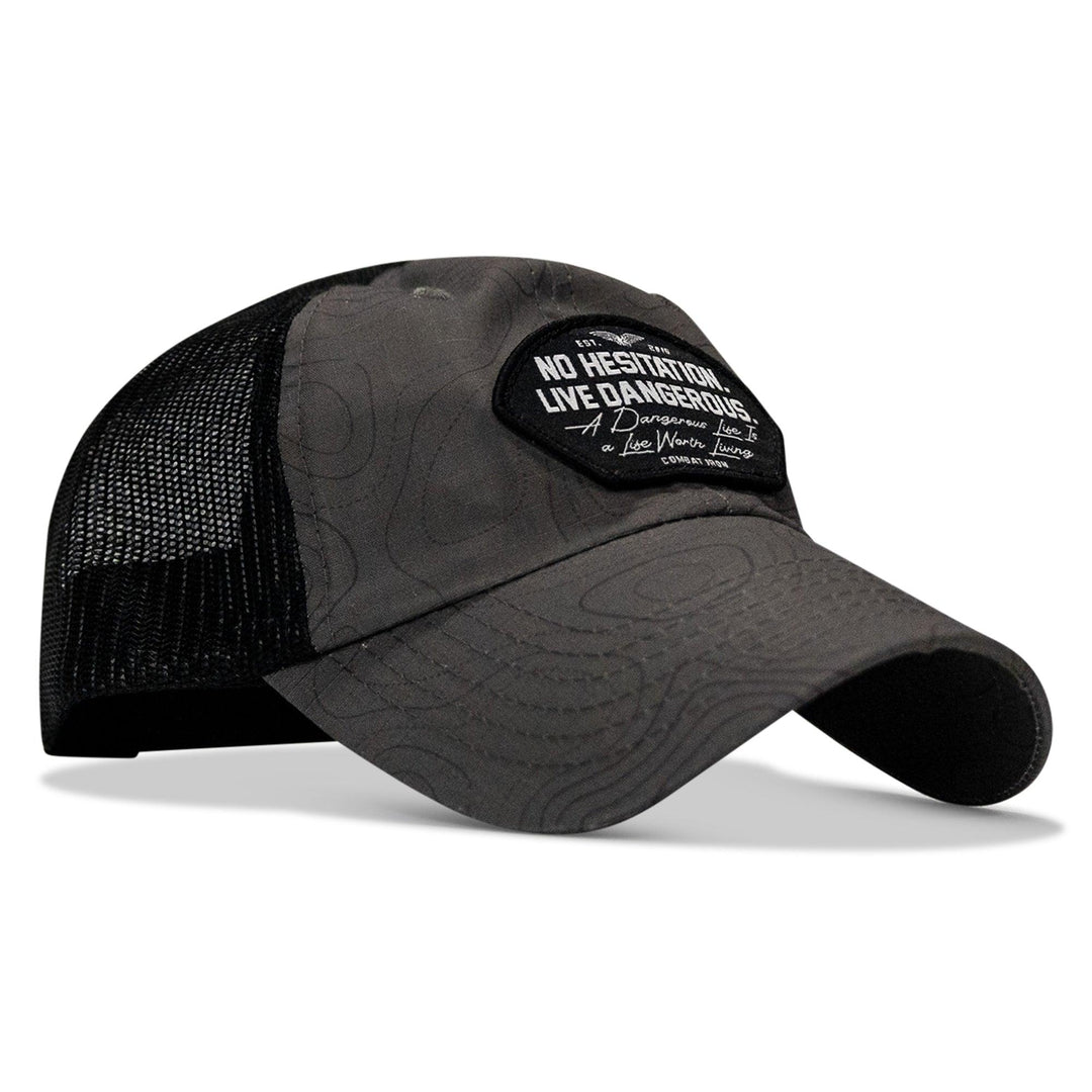 One Revolver Surfboards - No Hesitation. Live Dangerous Patch Tactical Ripstop Mesh Snapback Hat HEADWEAR