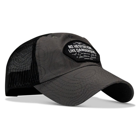 One Revolver Surfboards - No Hesitation. Live Dangerous Patch Tactical Ripstop Mesh Snapback Hat HEADWEAR
