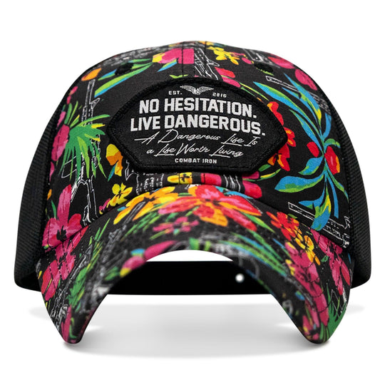 One Revolver Surfboards - No Hesitation. Live Dangerous Patch Tactical Ripstop Mesh Snapback Hat HEADWEAR