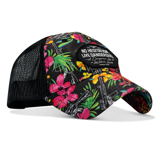 One Revolver Surfboards - No Hesitation. Live Dangerous Patch Tactical Ripstop Mesh Snapback Hat HEADWEAR