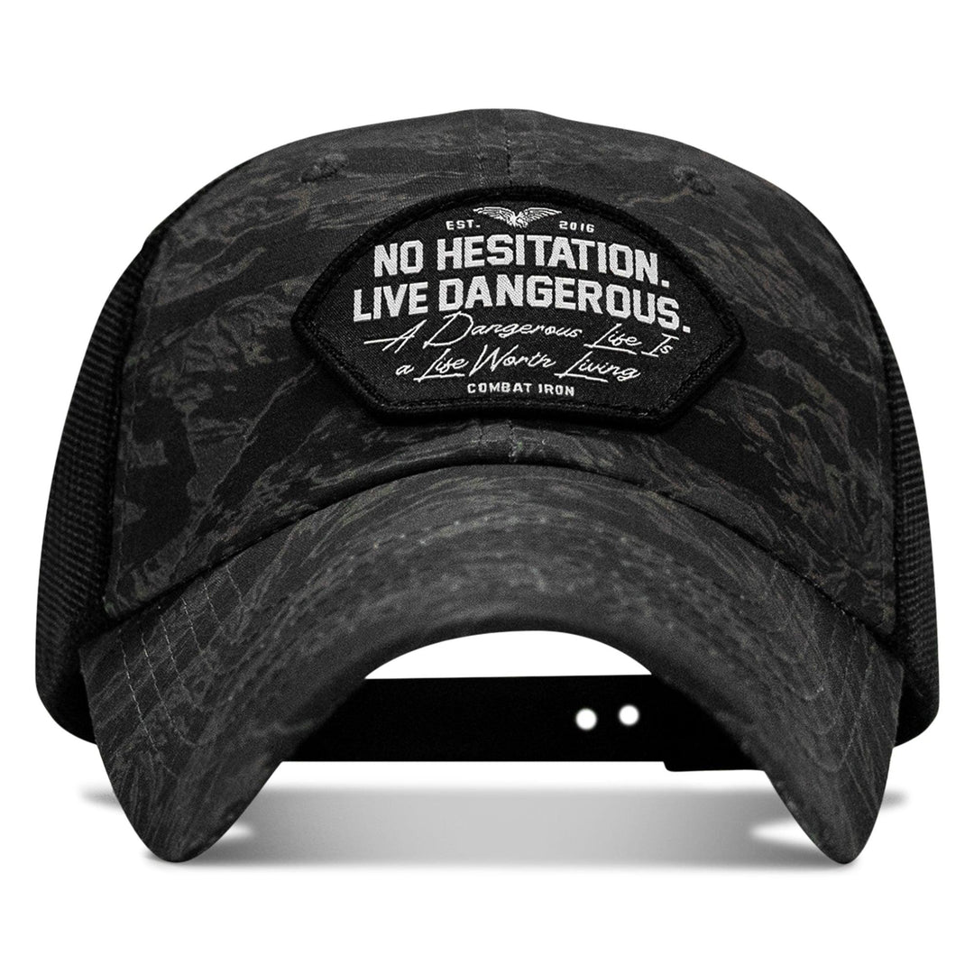 One Revolver Surfboards - No Hesitation. Live Dangerous Patch Tactical Ripstop Mesh Snapback Hat HEADWEAR