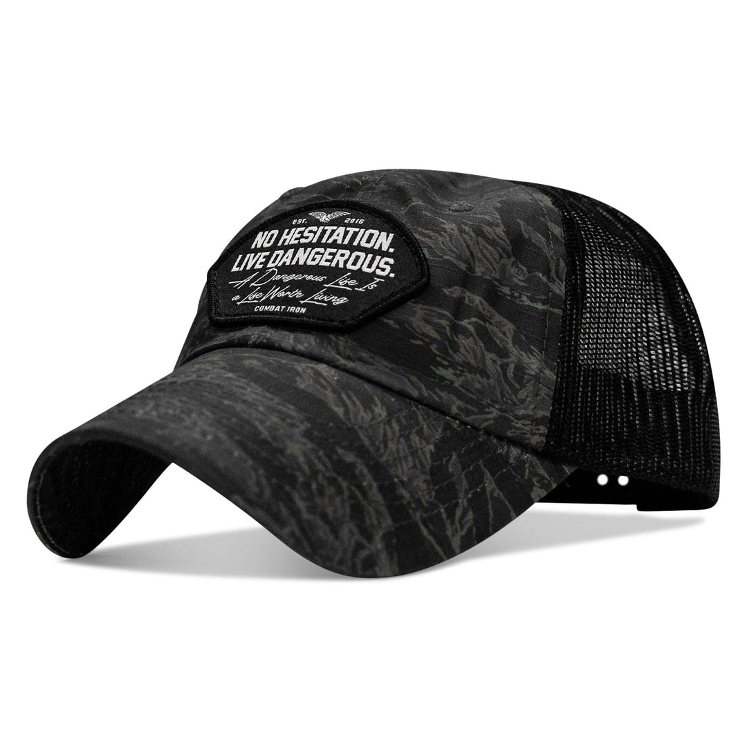 One Revolver Surfboards - No Hesitation. Live Dangerous Patch Tactical Ripstop Mesh Snapback Hat HEADWEAR