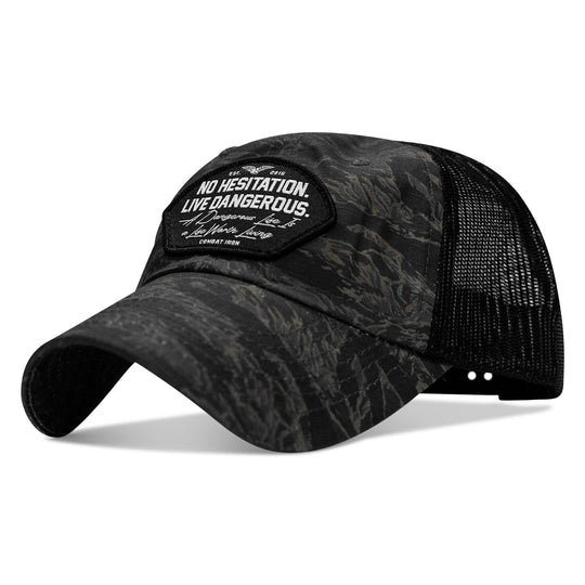 One Revolver Surfboards - No Hesitation. Live Dangerous Patch Tactical Ripstop Mesh Snapback Hat HEADWEAR