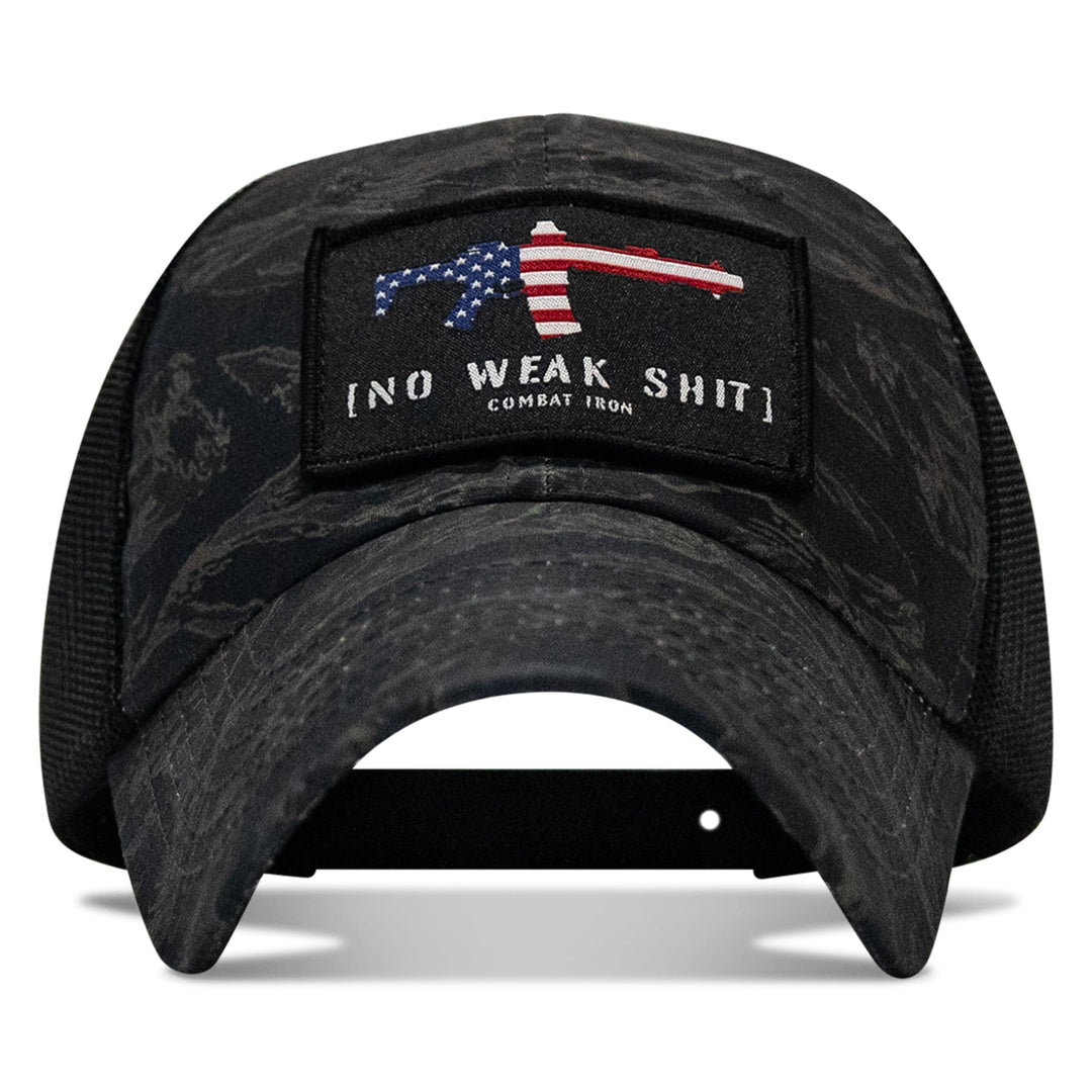 No Weak Shit American Flag Rifle Patch Tactical Ripstop Mesh Snapback Hat