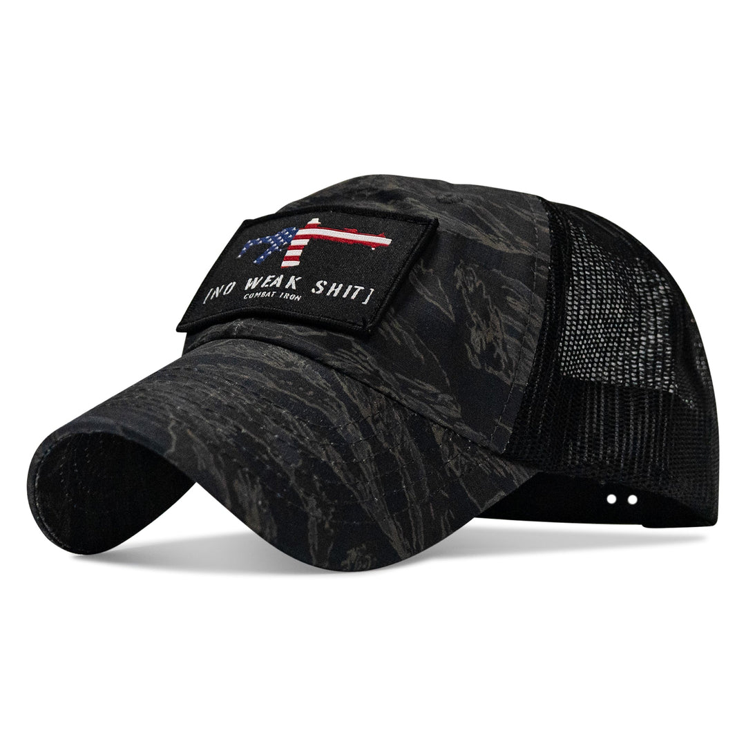 No Weak Shit American Flag Rifle Patch Tactical Ripstop Mesh Snapback Hat