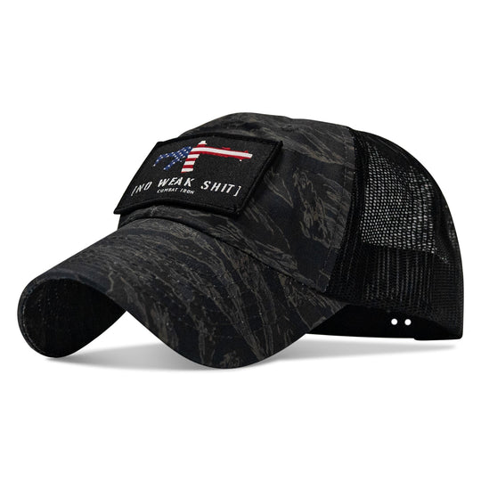 No Weak Shit American Flag Rifle Patch Tactical Ripstop Mesh Snapback Hat