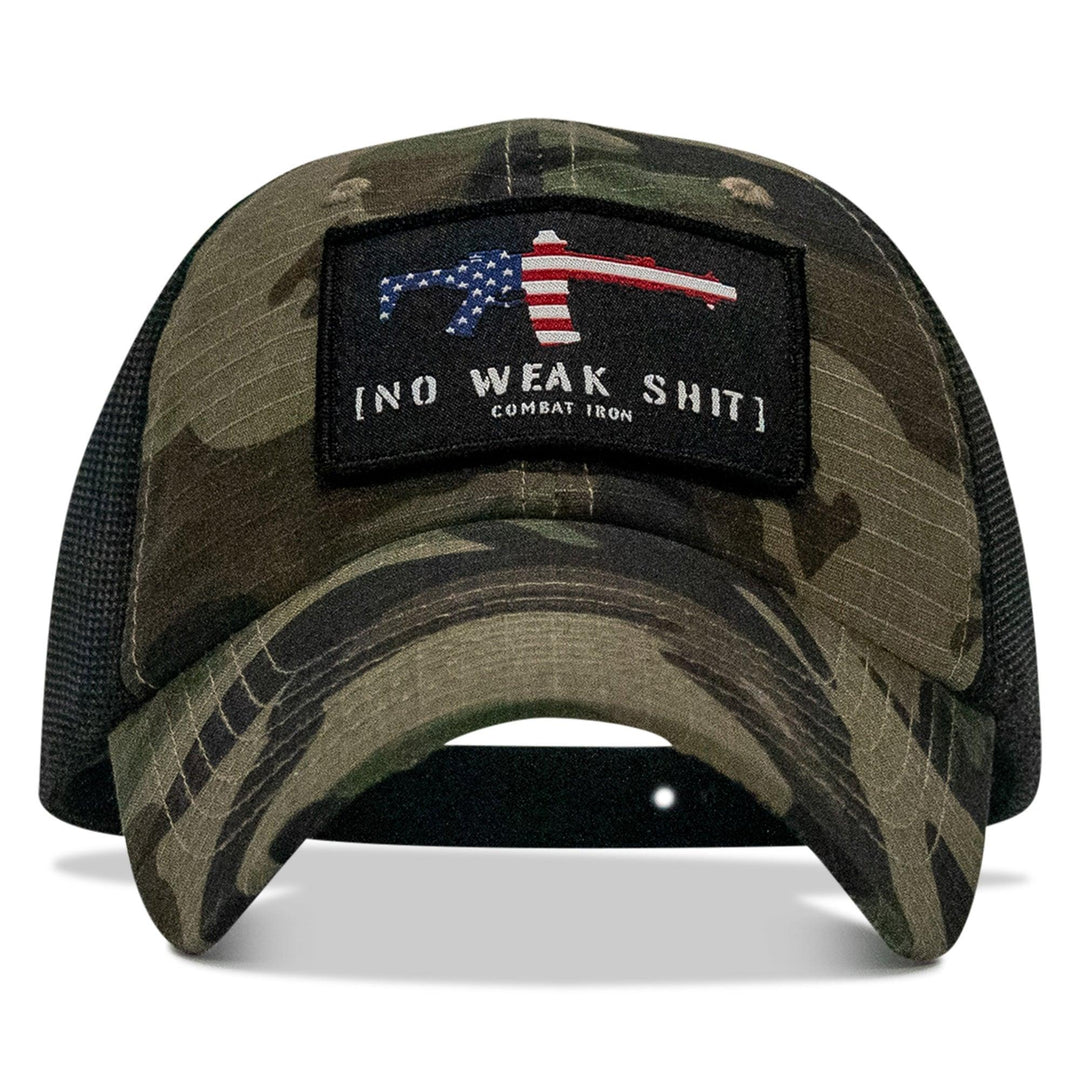 One Revolver Surfboards - No Weak Shit American Flag Rifle Patch Tactical Ripstop Mesh Snapback Hat HEADWEAR
