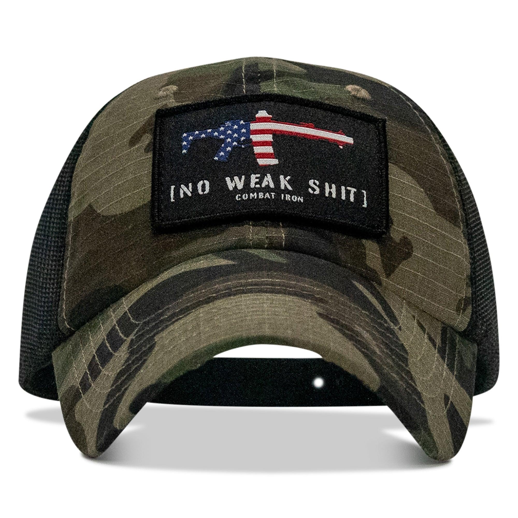 One Revolver Surfboards - No Weak Shit American Flag Rifle Patch Tactical Ripstop Mesh Snapback Hat HEADWEAR