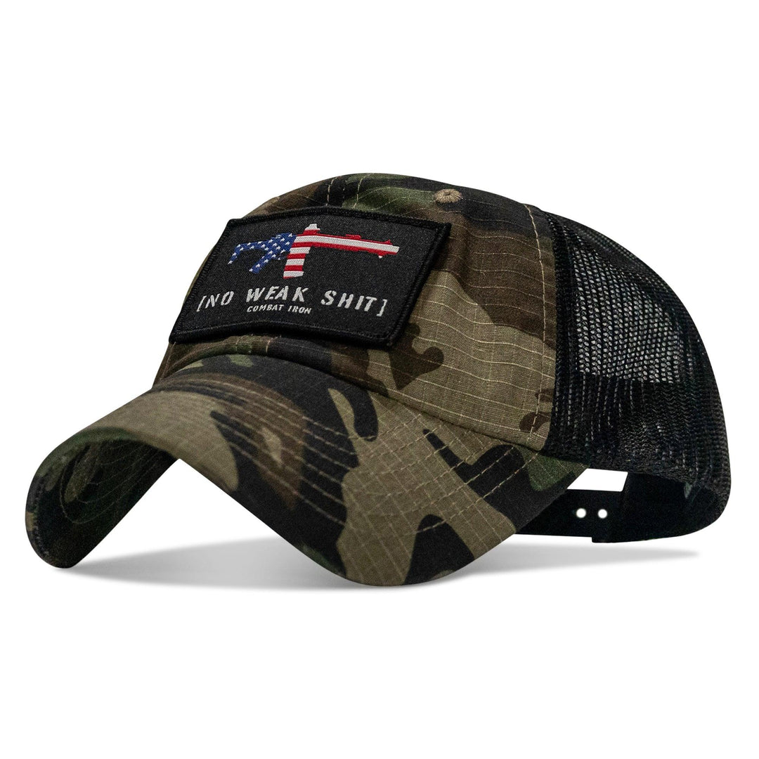One Revolver Surfboards - No Weak Shit American Flag Rifle Patch Tactical Ripstop Mesh Snapback Hat HEADWEAR