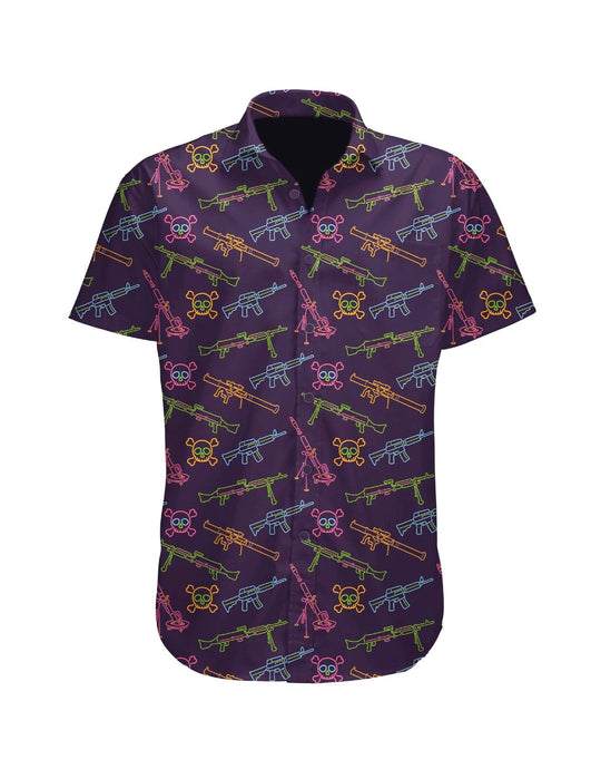 Neon Lights &amp; Gun Fights Button-up