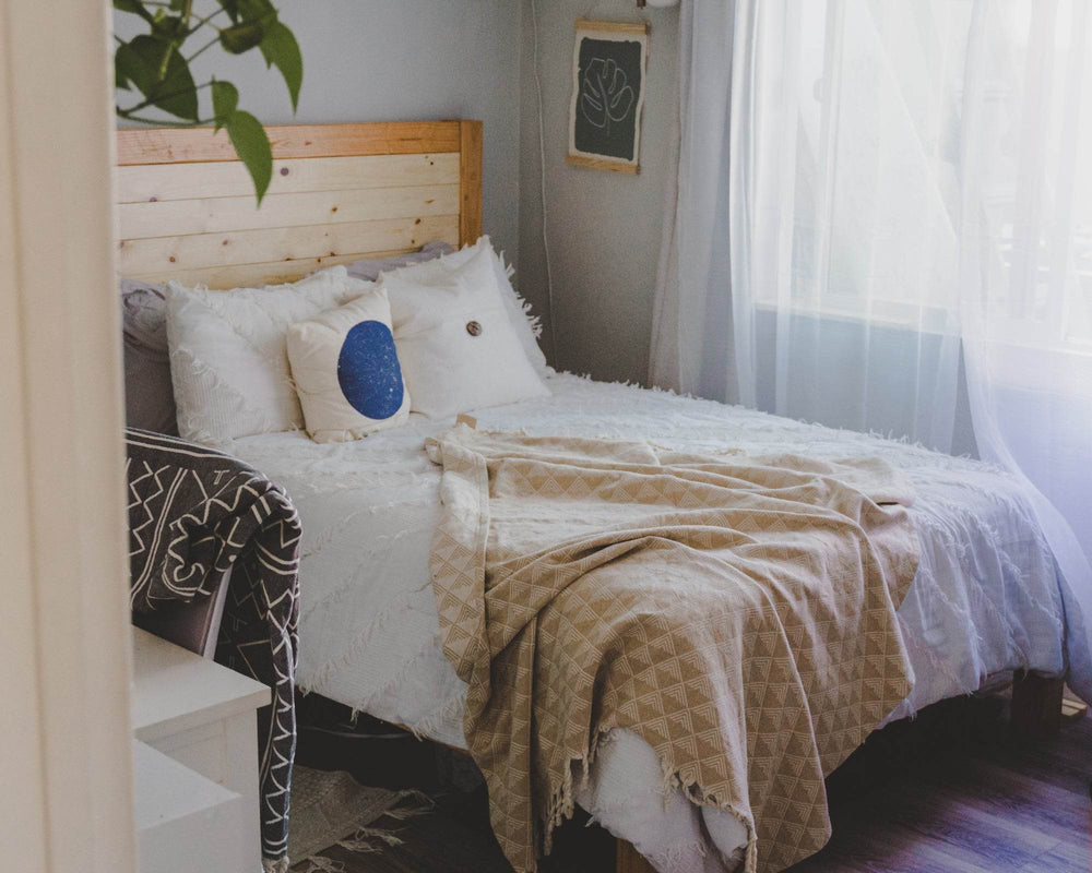 Organic Throw Blanket - Tan & Beige - One Revolver Surfboards